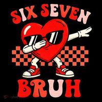 Six Seven 67 Meme Cool Valentine’s Day 6-7 Kids Hoodie thumb 5