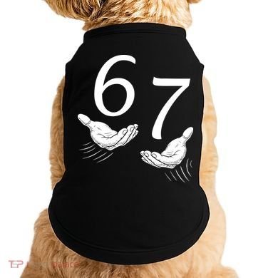 Six Seven 67 6-7 Kids 67 Meme Hands Funny Doggie Tank