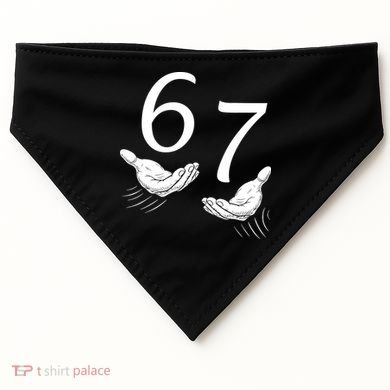 Six Seven 67 6-7 Kids 67 Meme Hands Funny USA-Made Doggie Bandana