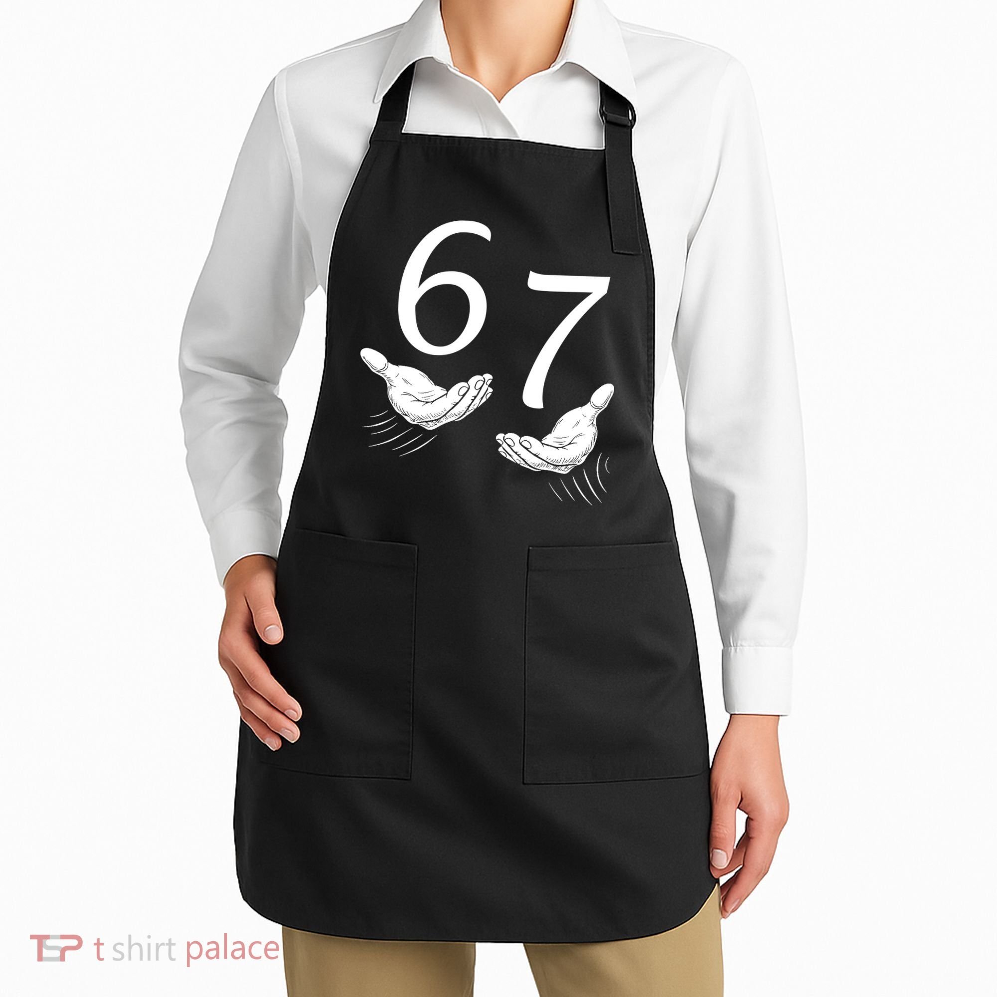 Six Seven 67 6-7 Kids 67 Meme Hands Funny Apron