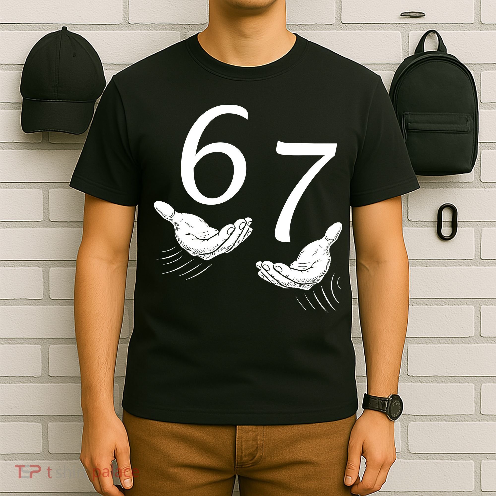 Six Seven 67 6-7 Kids 67 Meme Hands Funny T-Shirt