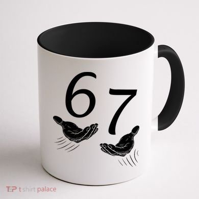Six Seven 67 6-7 Kids 67 Meme Hands Funny Coffee Mug back