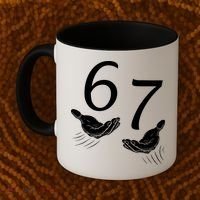 Six Seven 67 6-7 Kids 67 Meme Hands Funny Coffee Mug thumb 2