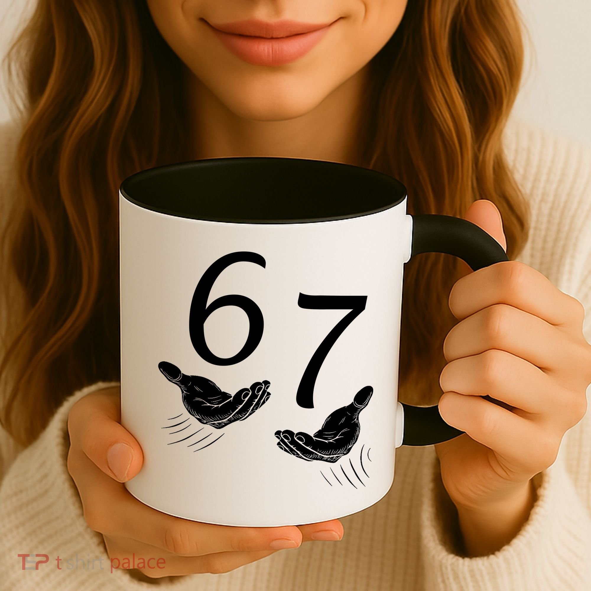 Six Seven 67 6-7 Kids 67 Meme Hands Funny Coffee Mug