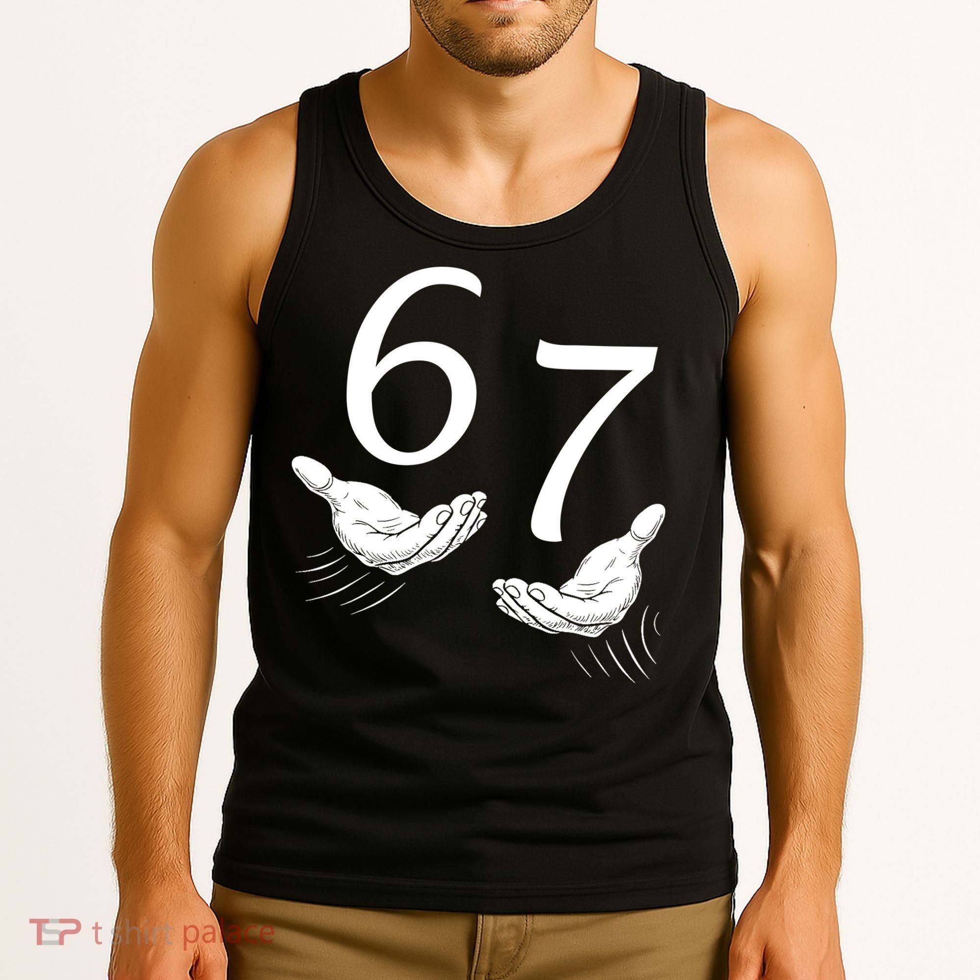 Six Seven 67 6-7 Kids 67 Meme Hands Funny Tank Top
