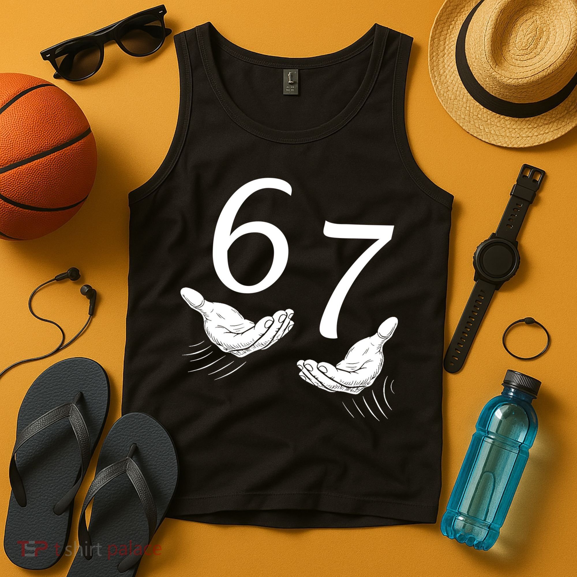 Six Seven 67 6-7 Kids 67 Meme Hands Funny Tank Top