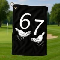 Six Seven 67 6-7 Kids 67 Meme Hands Funny Golf Towel thumb 1
