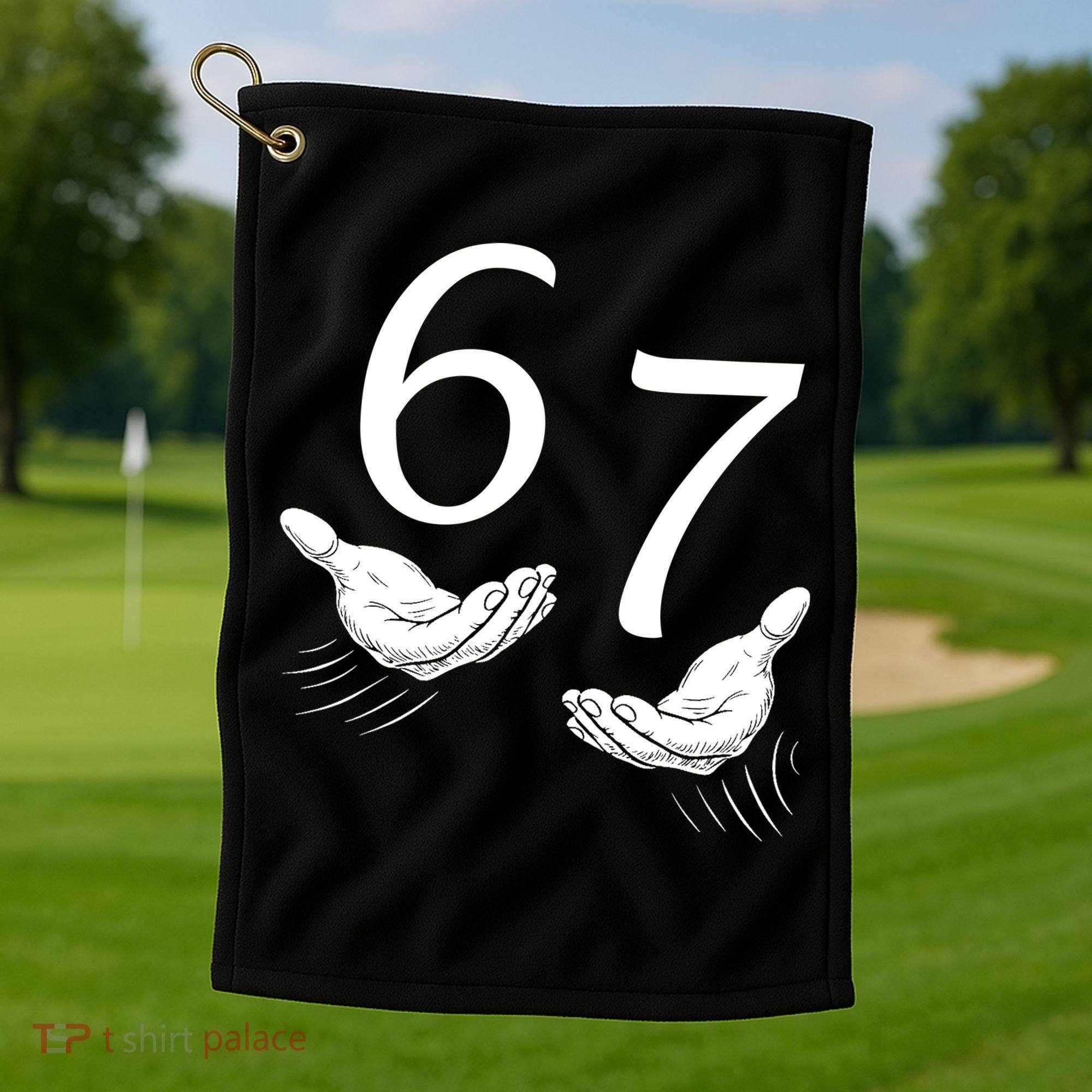 Six Seven 67 6-7 Kids 67 Meme Hands Funny Golf Towel