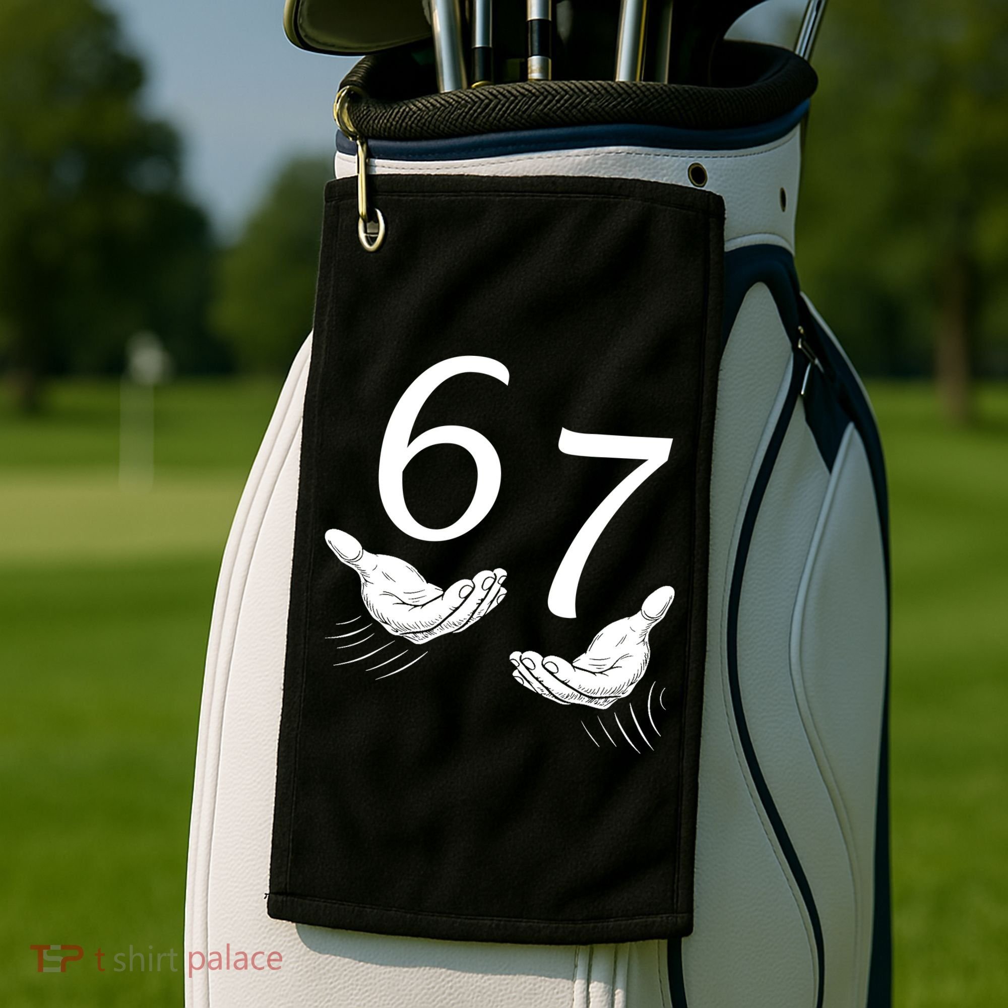 Six Seven 67 6-7 Kids 67 Meme Hands Funny Golf Towel