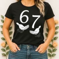 Six Seven 67 6-7 Kids 67 Meme Hands Funny Women's T-Shirt thumb 2