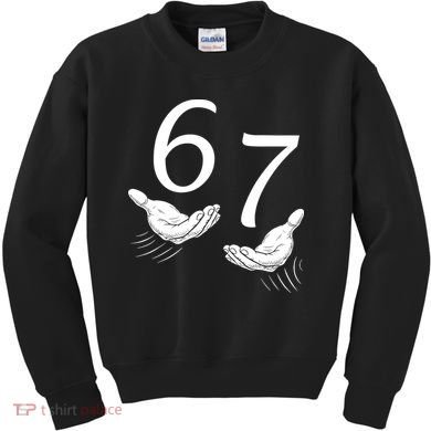 Six Seven 67 6-7 Kids 67 Meme Hands Funny Kids Sweatshirt