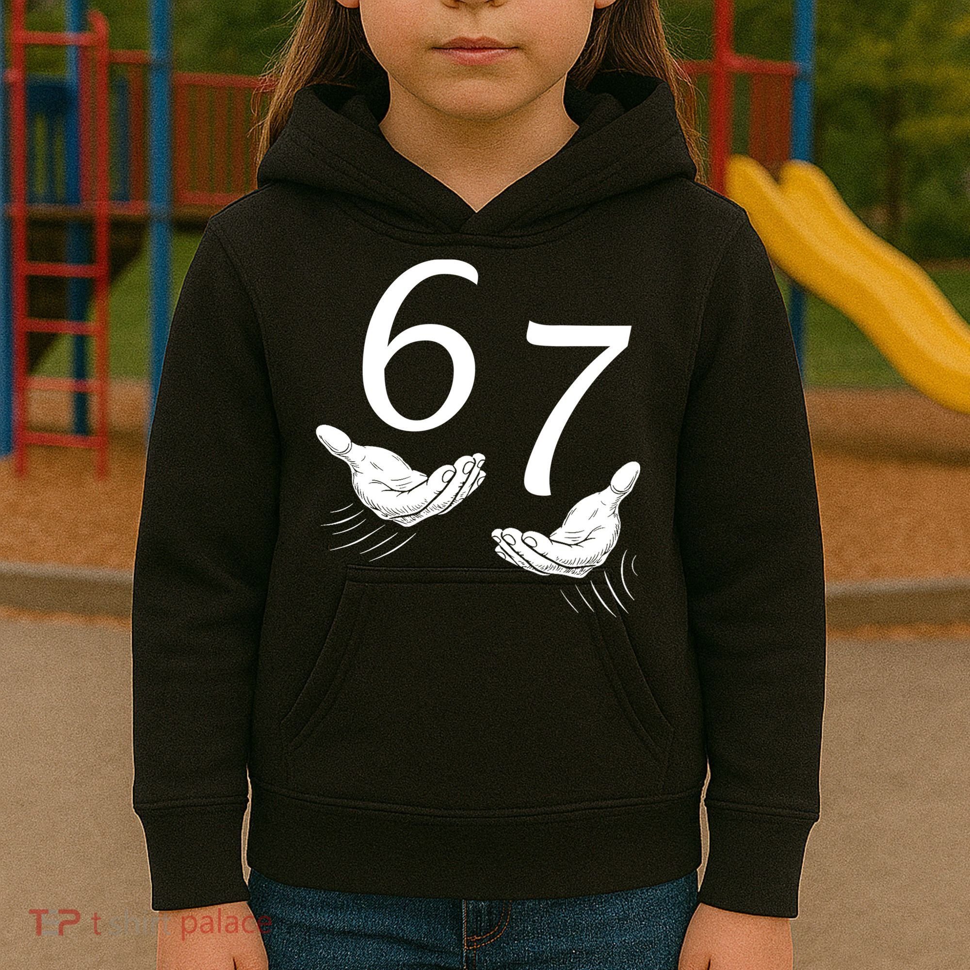 Six Seven 67 6-7 Kids 67 Meme Hands Funny Kids Hoodie