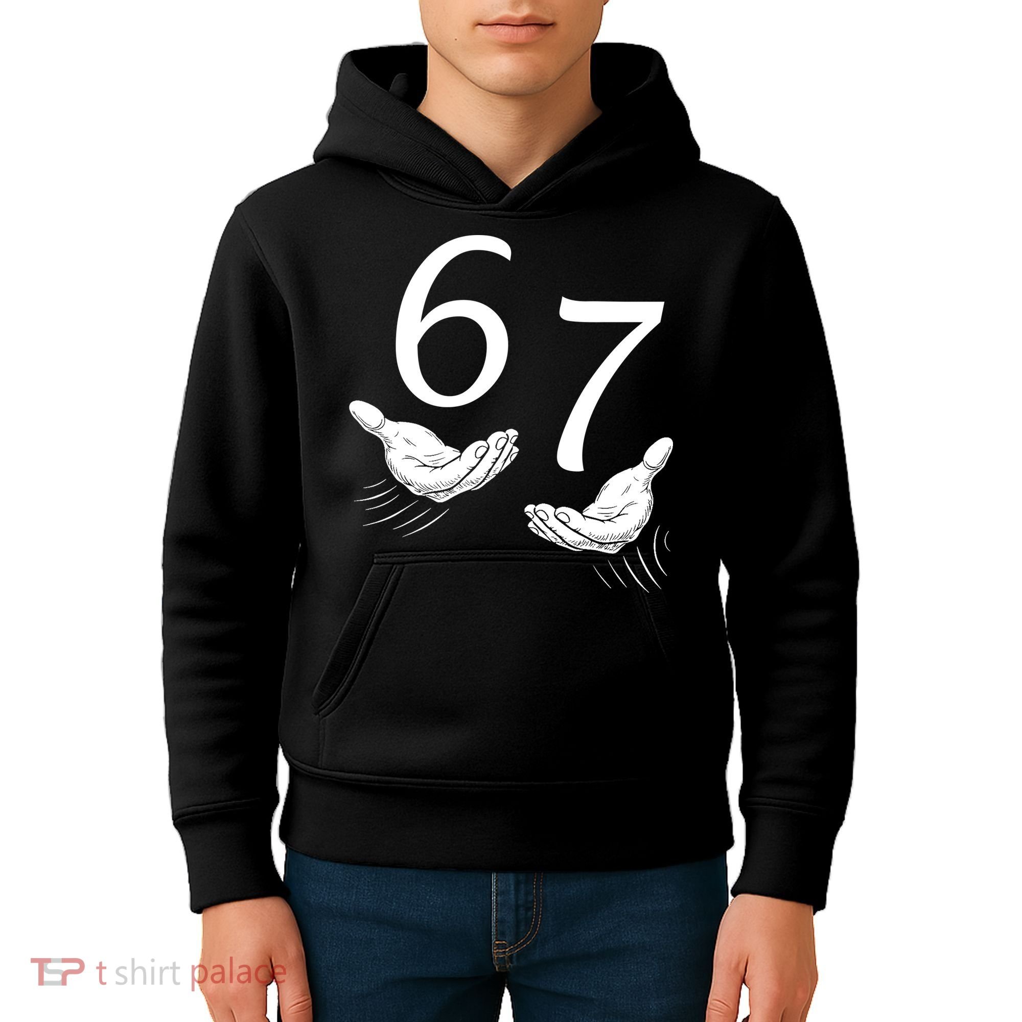 Six Seven 67 6-7 Kids 67 Meme Hands Funny Kids Hoodie