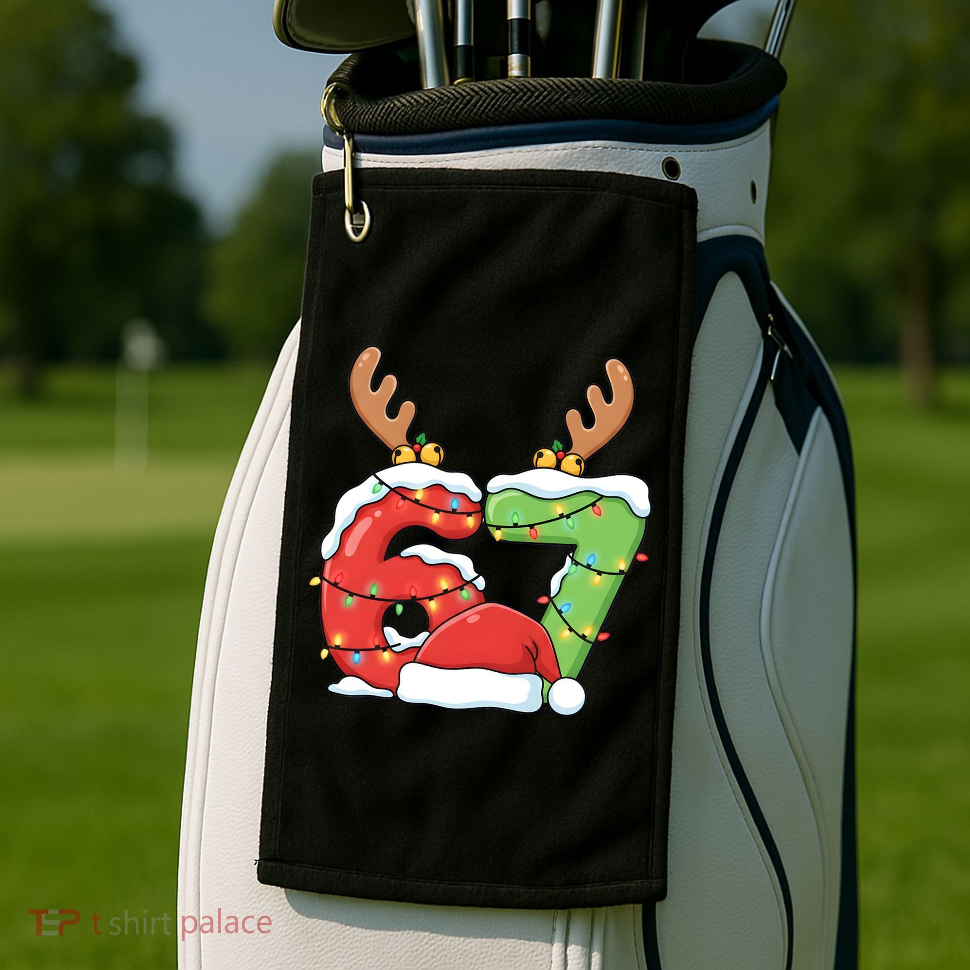 Six Seven 67 Funny Teacher Christmas Golf Towel