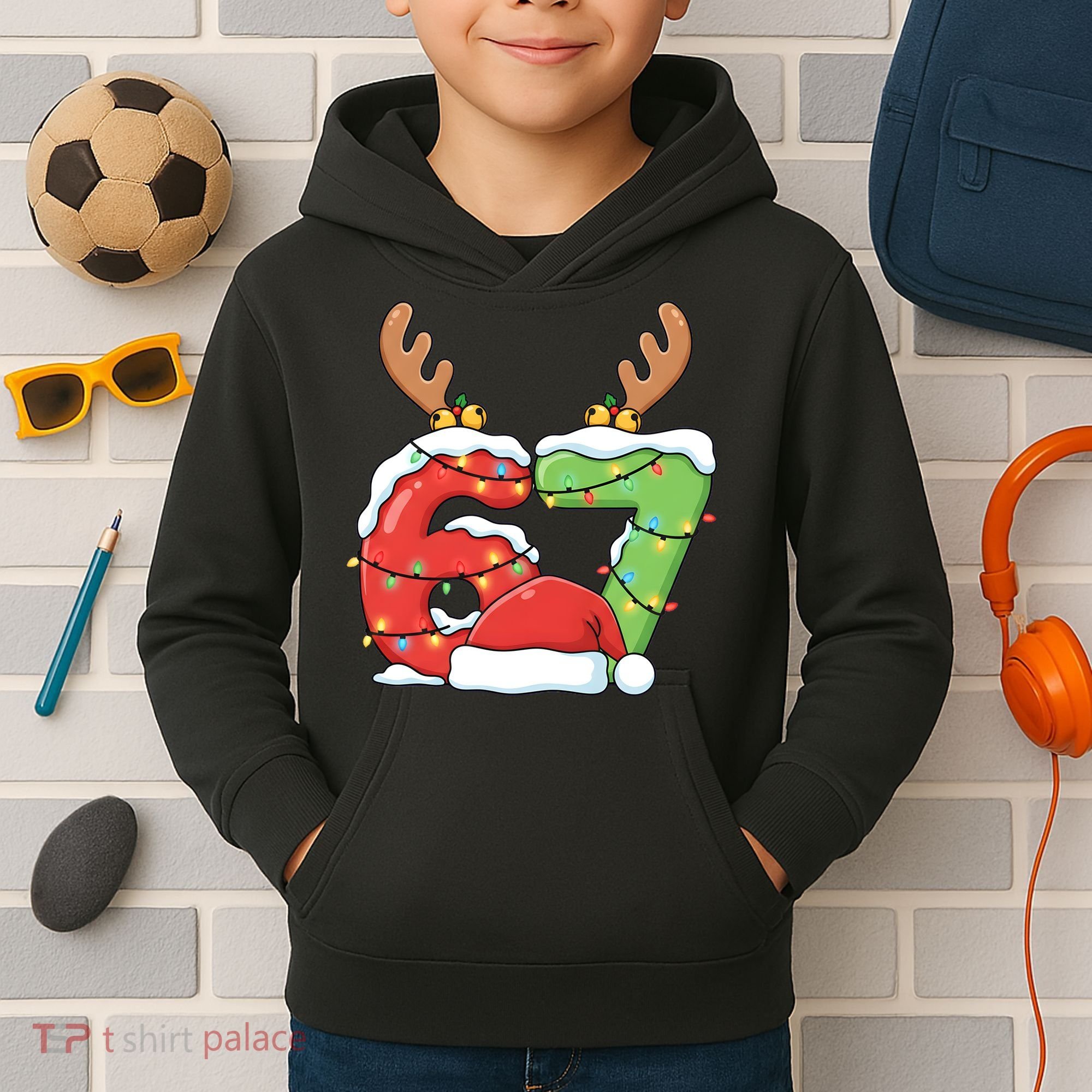 Six Seven 67 Funny Teacher Christmas Kids Hoodie