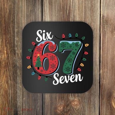 Six Seven 67 6-7 Christmas Lights Xmas Meme Coaster