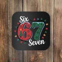 Six Seven 67 6-7 Christmas Lights Xmas Meme Coaster thumb 0