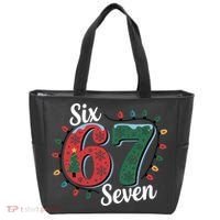 Six Seven 67 6-7 Christmas Lights Xmas Meme Tote Bag thumb 0