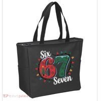 Six Seven 67 6-7 Christmas Lights Xmas Meme Tote Bag thumb 2