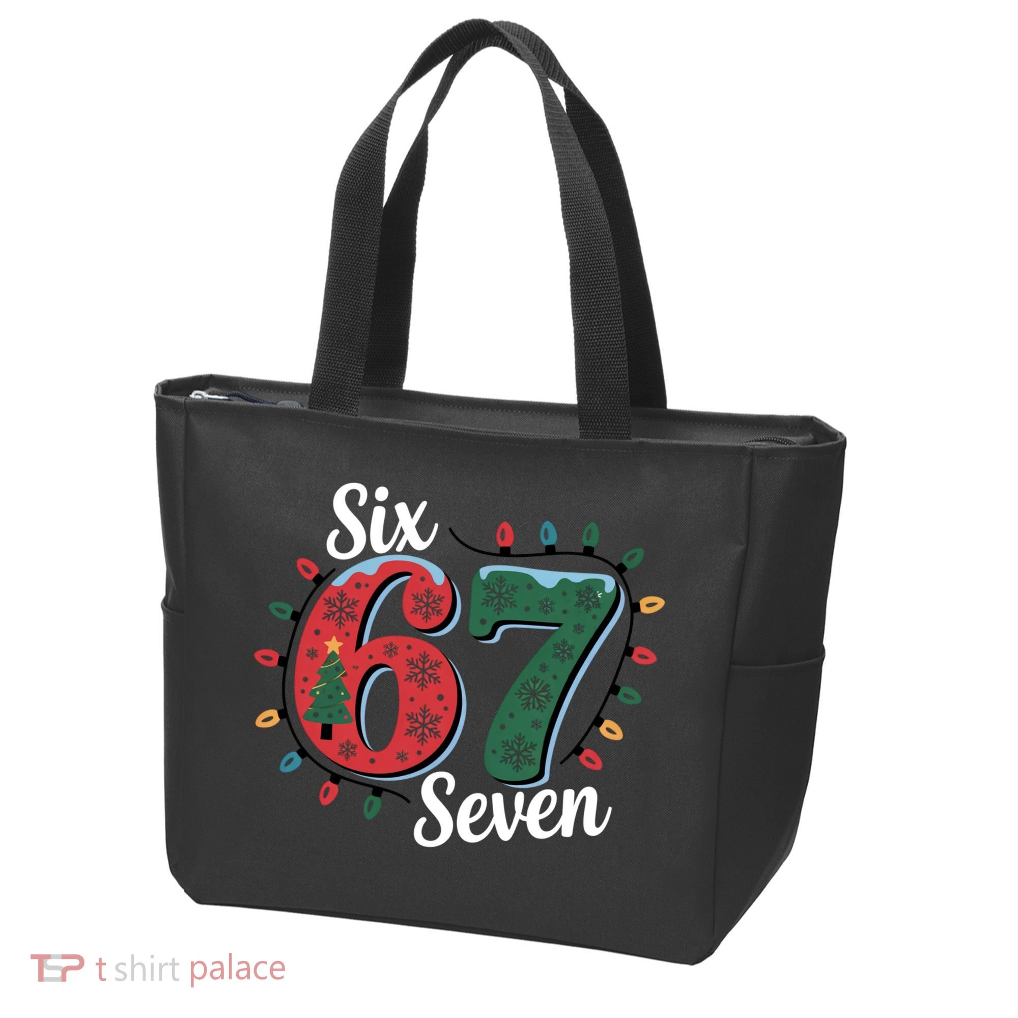 Six Seven 67 6-7 Christmas Lights Xmas Meme Tote Bag