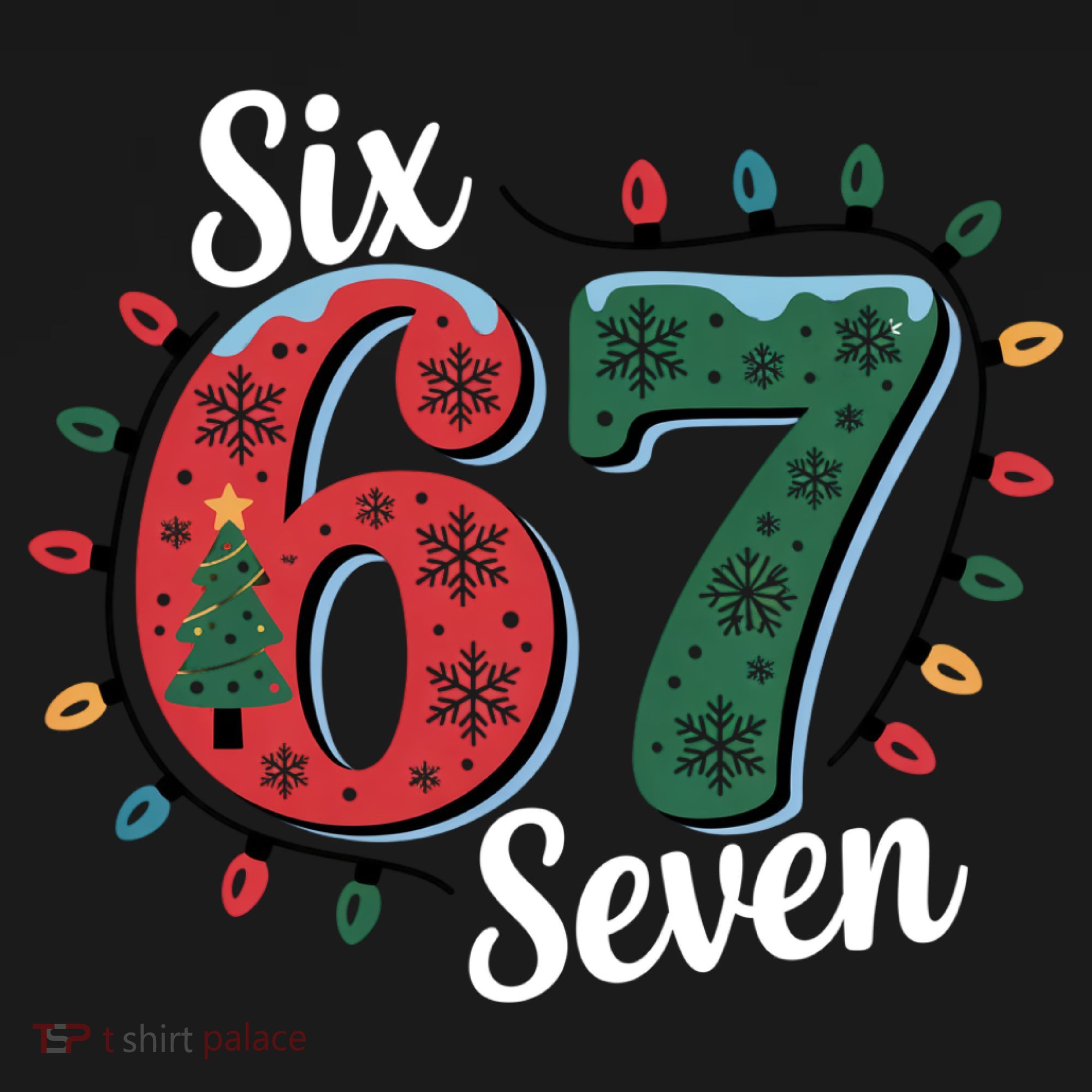Six Seven 67 6-7 Christmas Lights Xmas Meme Tote Bag