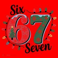 Six Seven 67 6-7 Christmas Lights Xmas Meme Santa Hat thumb 1