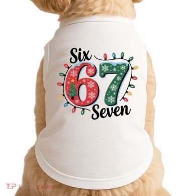 Six Seven 67 6-7 Christmas Lights Xmas Meme Doggie Tank