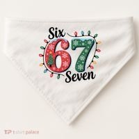 Six Seven 67 6-7 Christmas Lights Xmas Meme USA-Made Doggie Bandana thumb 0