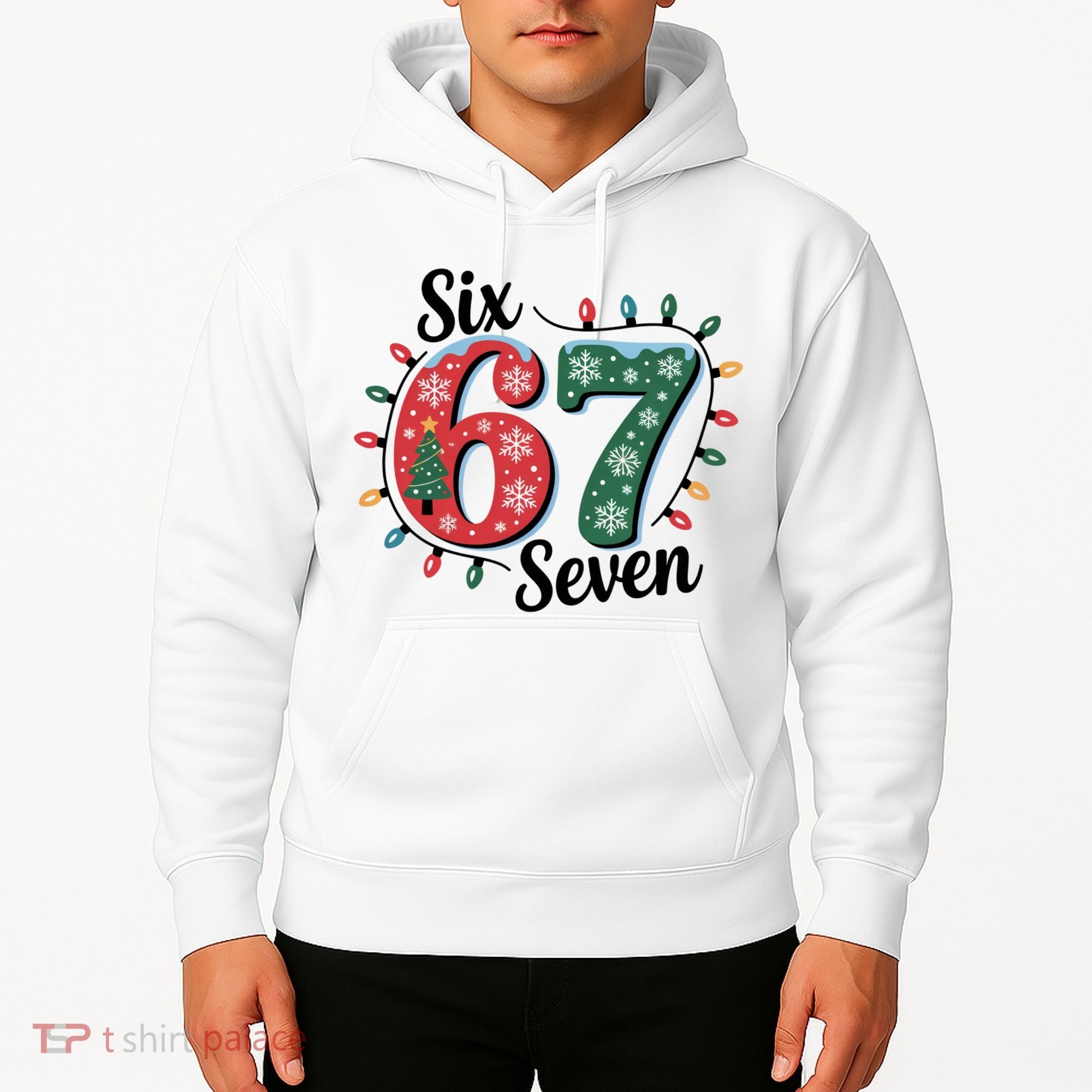 Six Seven 67 6-7 Christmas Lights Xmas Meme Hoodie