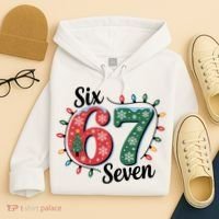 Six Seven 67 6-7 Christmas Lights Xmas Meme Hoodie thumb 4