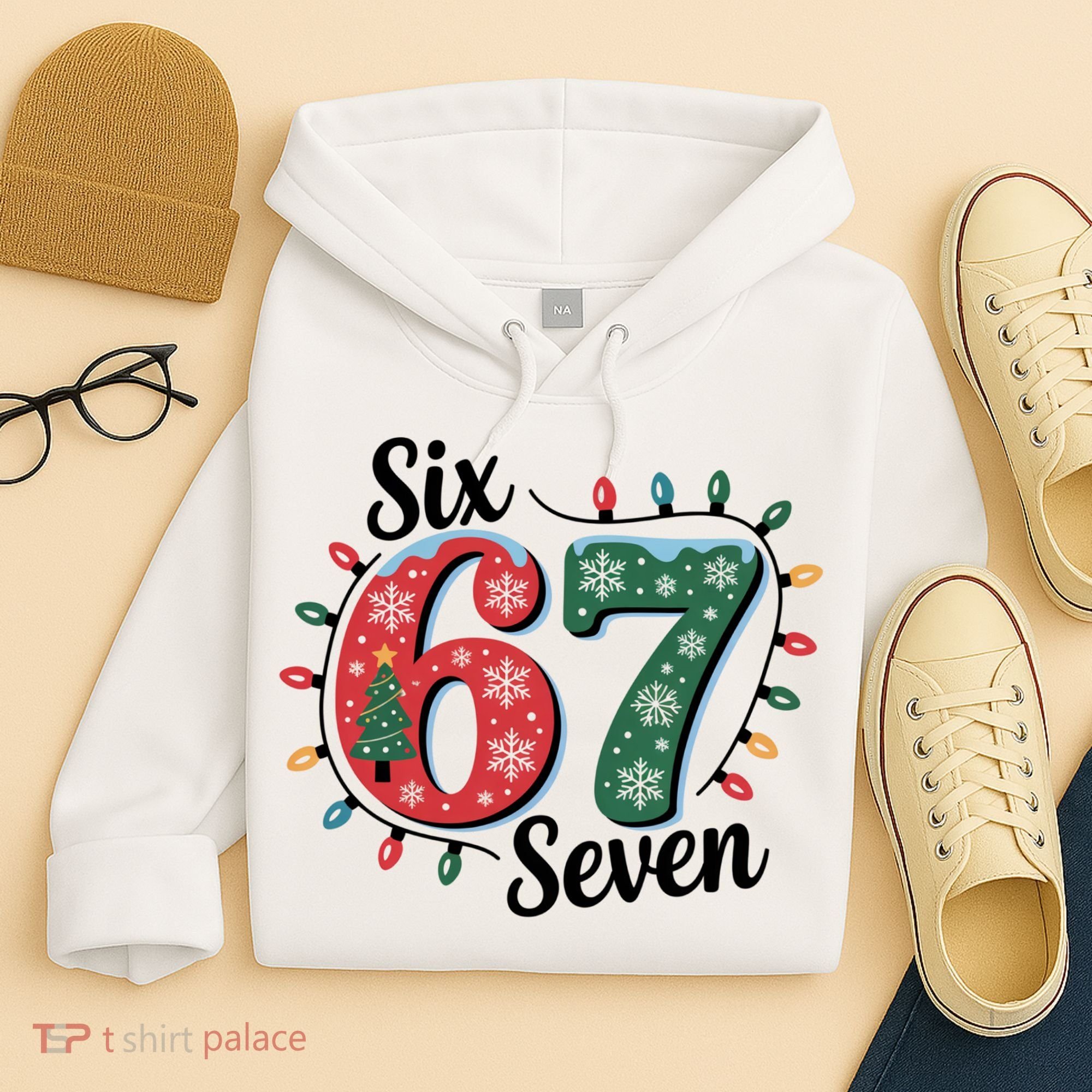 Six Seven 67 6-7 Christmas Lights Xmas Meme Hoodie