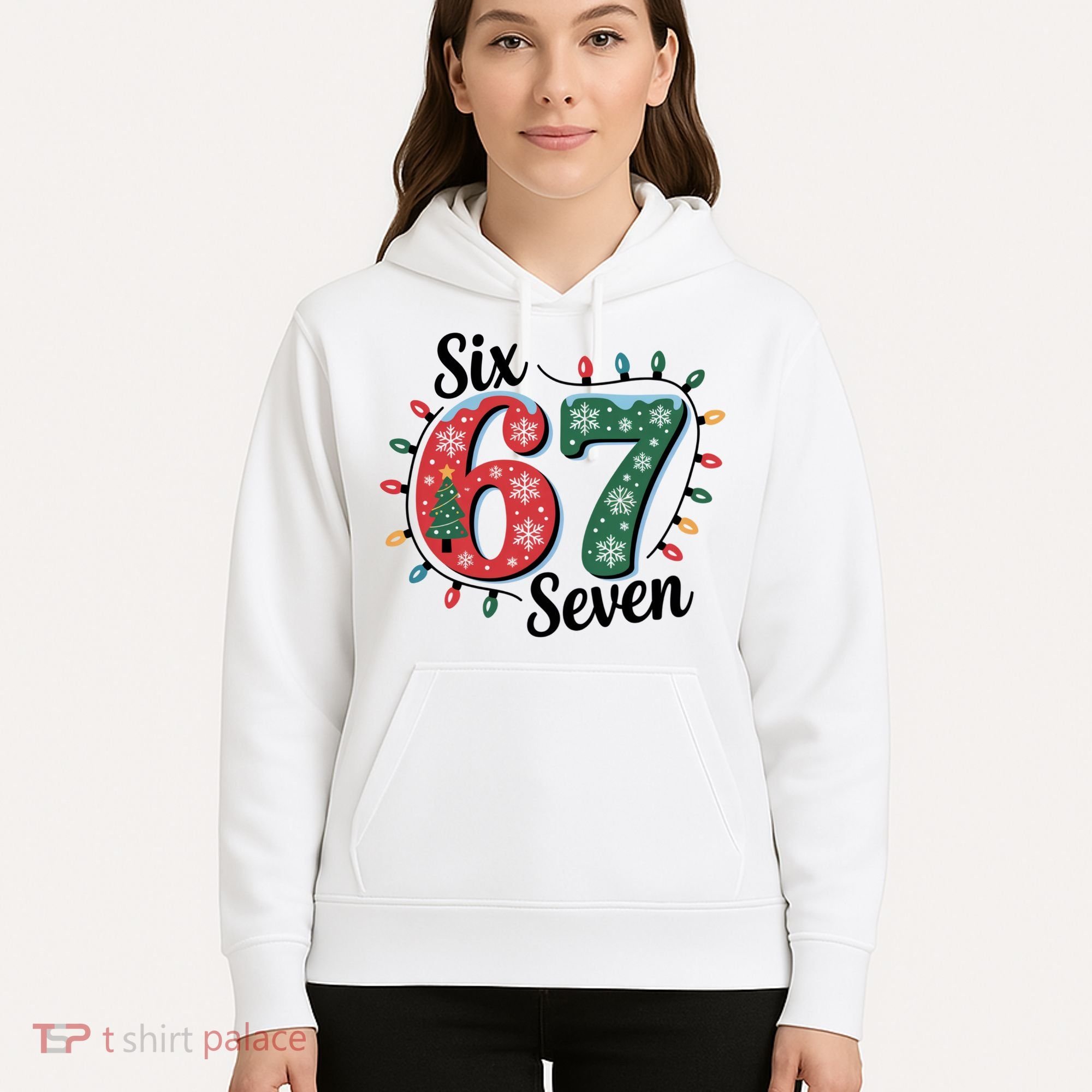 Six Seven 67 6-7 Christmas Lights Xmas Meme Hoodie