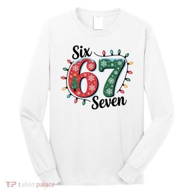Six Seven 67 6-7 Christmas Lights Xmas Meme Long Sleeve Shirt