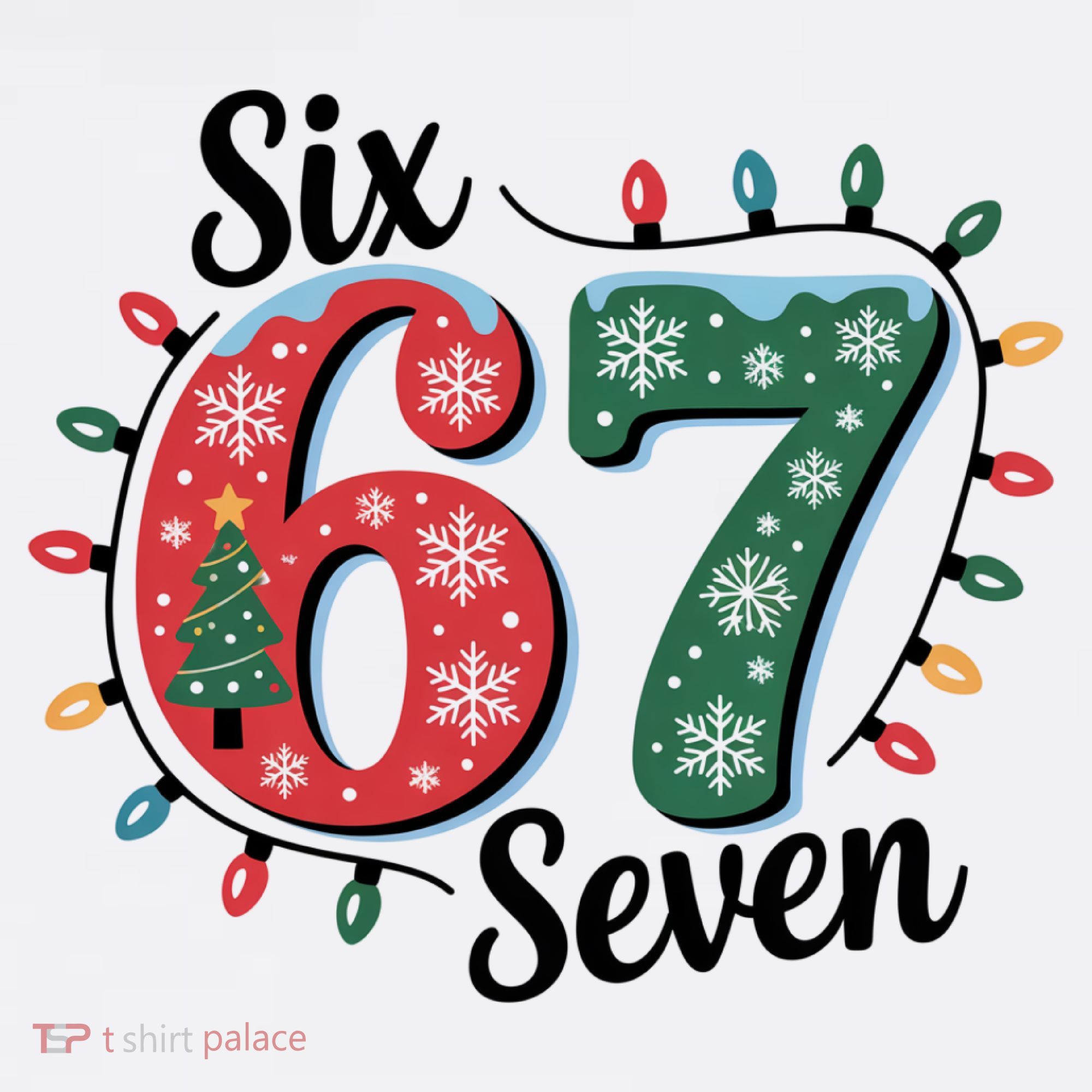 Six Seven 67 6-7 Christmas Lights Xmas Meme Long Sleeve Shirt