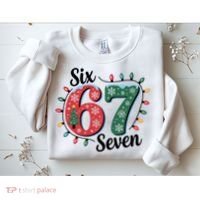 Six Seven 67 6-7 Christmas Lights Xmas Meme Sweatshirt thumb 2