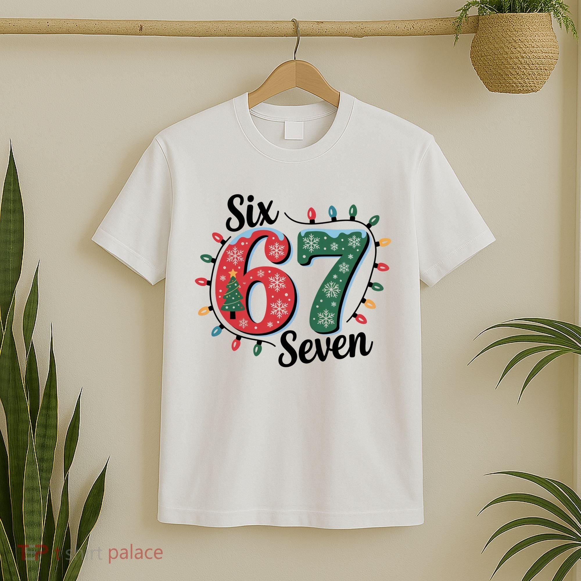Six Seven 67 6-7 Christmas Lights Xmas Meme T-Shirt