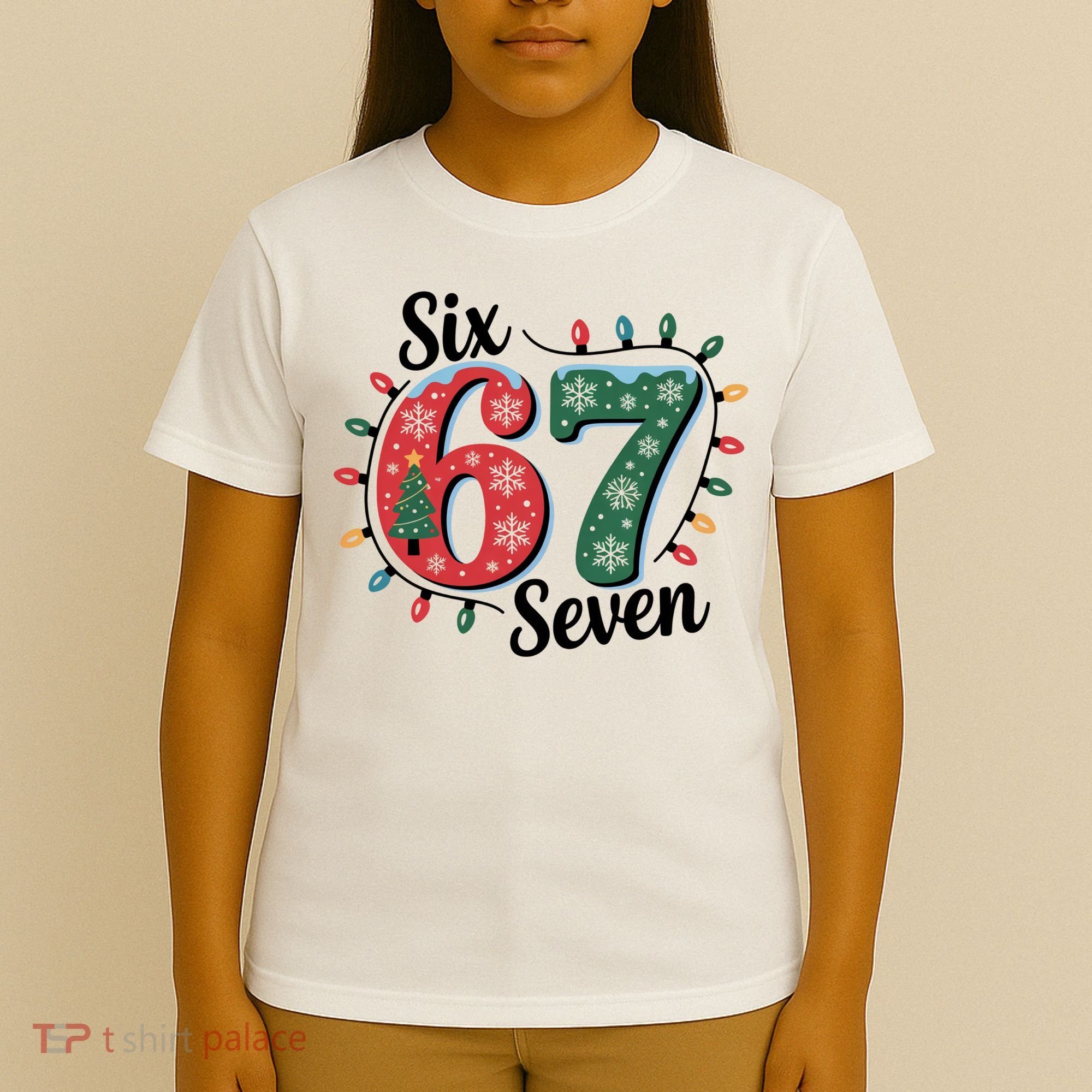 Six Seven 67 6-7 Christmas Lights Xmas Meme T-Shirt