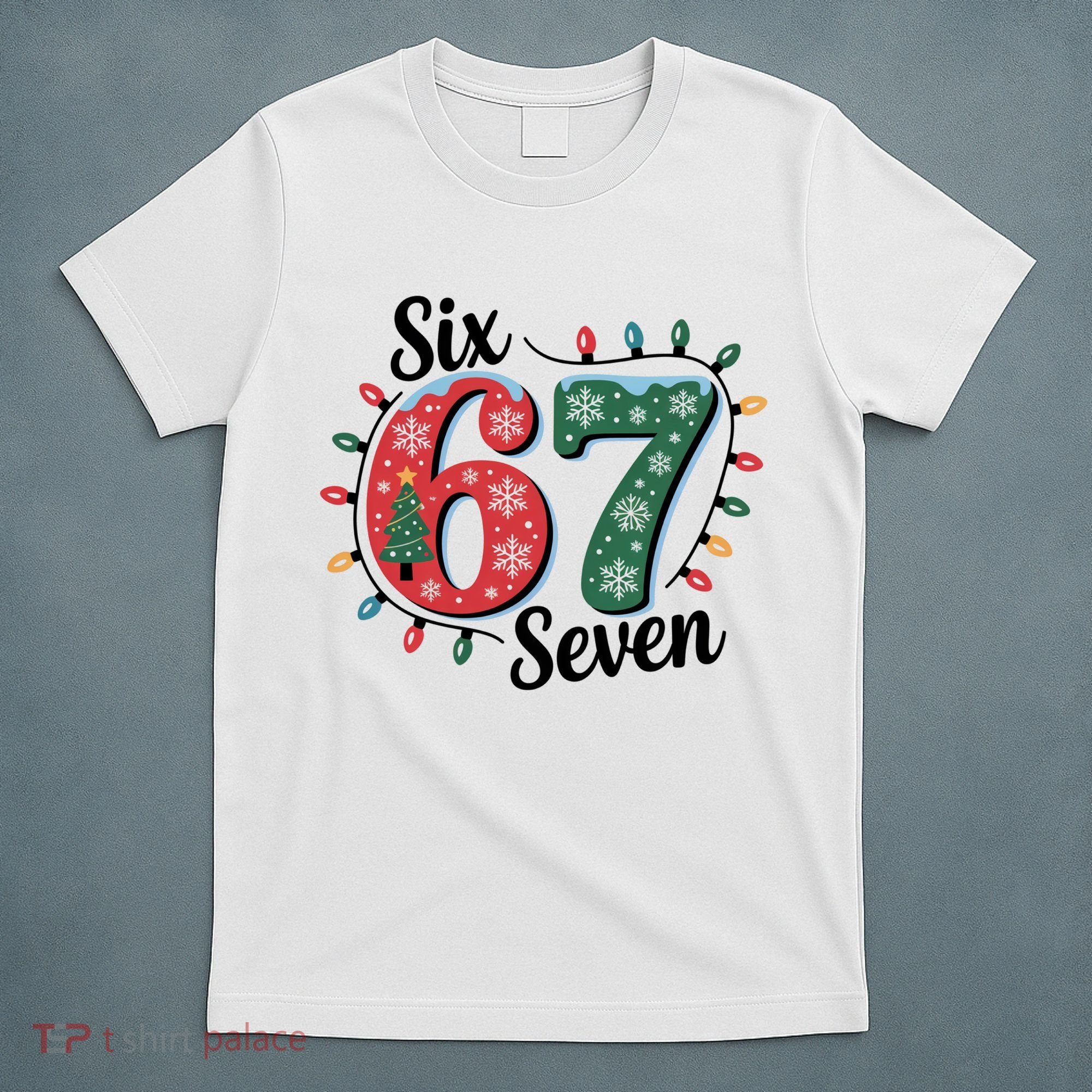 Six Seven 67 6-7 Christmas Lights Xmas Meme T-Shirt