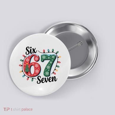 Six Seven 67 6-7 Christmas Lights Xmas Meme Button