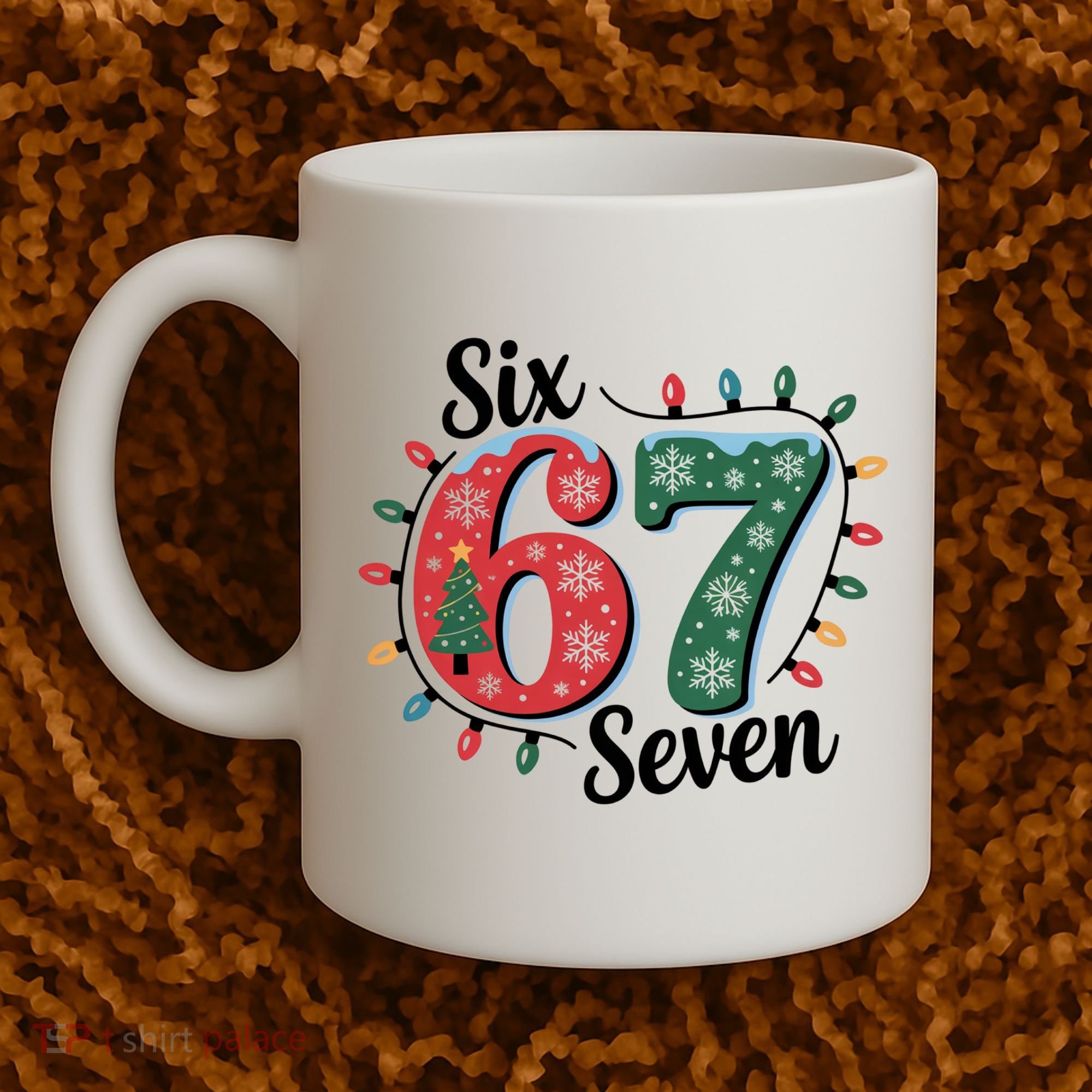 Six Seven 67 6-7 Christmas Lights Xmas Meme Coffee Mug