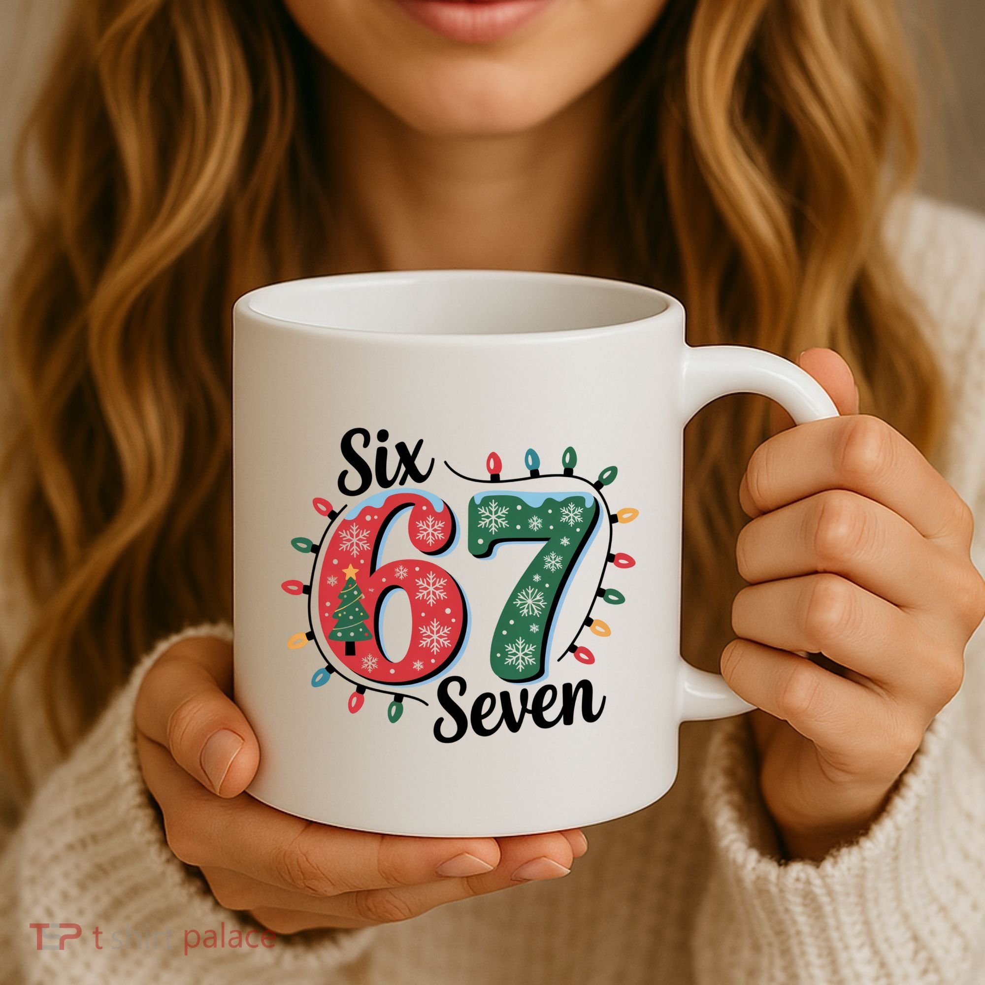 Six Seven 67 6-7 Christmas Lights Xmas Meme Coffee Mug
