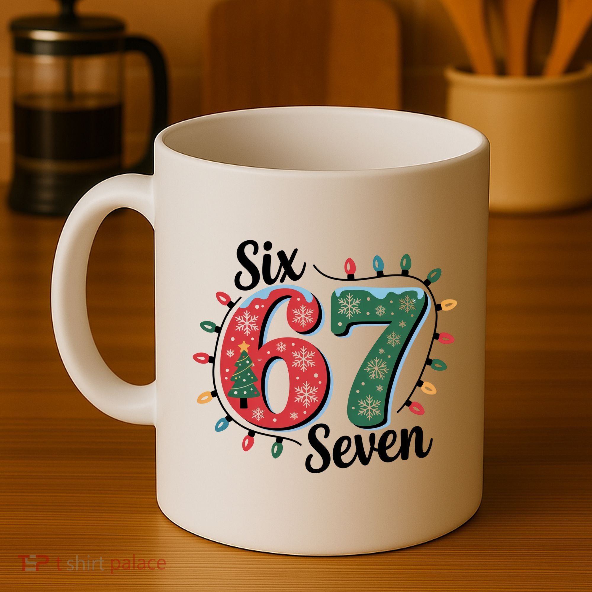 Six Seven 67 6-7 Christmas Lights Xmas Meme Coffee Mug