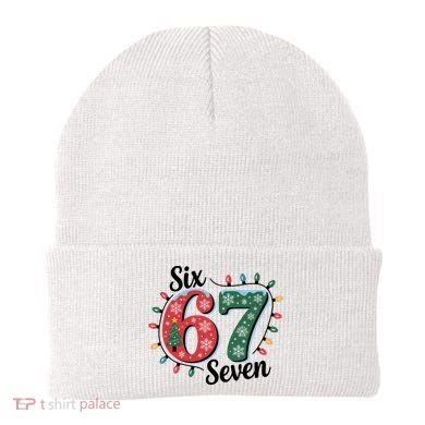 Six Seven 67 6-7 Christmas Lights Xmas Meme Beanie