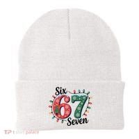 Six Seven 67 6-7 Christmas Lights Xmas Meme Beanie thumb 0