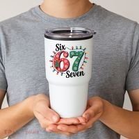 Six Seven 67 6-7 Christmas Lights Xmas Meme Tumbler thumb 2