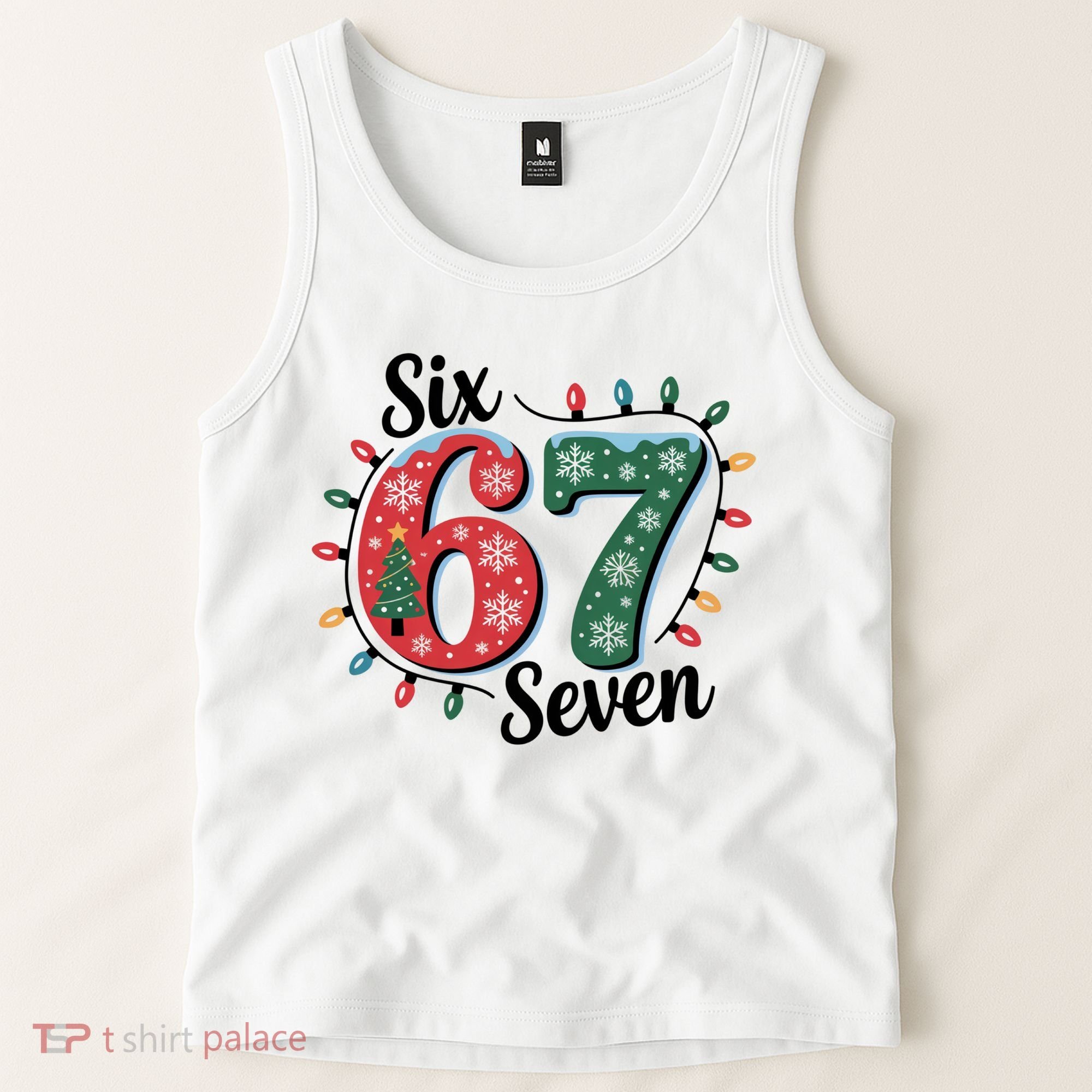 Six Seven 67 6-7 Christmas Lights Xmas Meme Tank Top