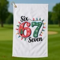 Six Seven 67 6-7 Christmas Lights Xmas Meme Golf Towel thumb 1