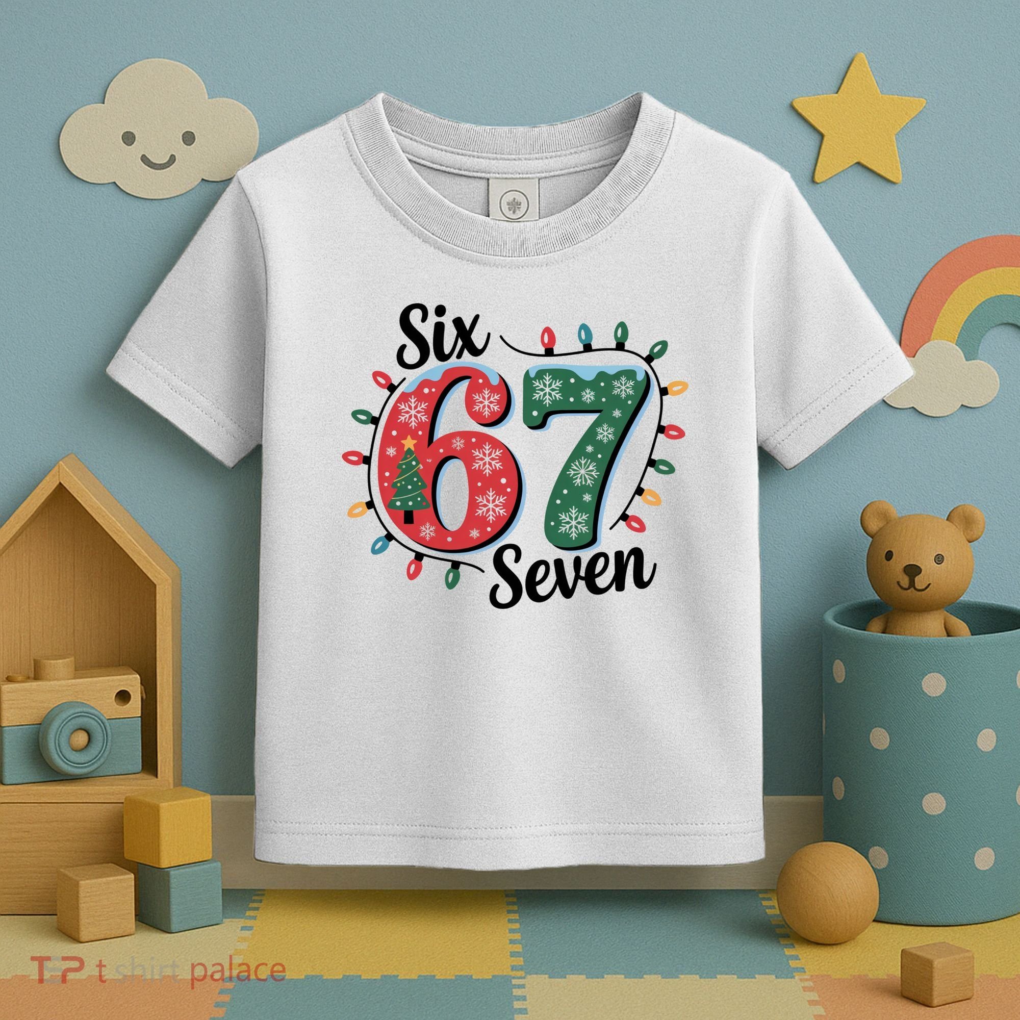 Six Seven 67 6-7 Christmas Lights Xmas Meme Toddler T-Shirt