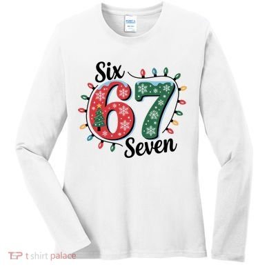 Six Seven 67 6-7 Christmas Lights Xmas Meme Women's Long Sleeve Shirt
