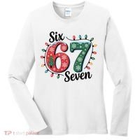 Six Seven 67 6-7 Christmas Lights Xmas Meme Women's Long Sleeve Shirt thumb 0